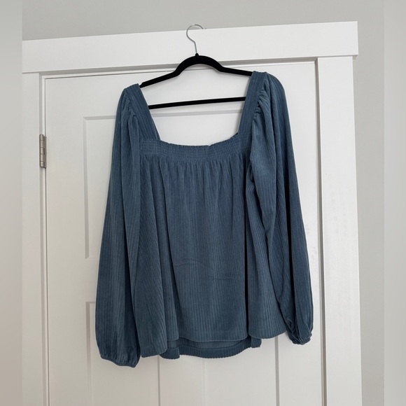 Women's Blue Square Neck Top - Picture 2 of 2